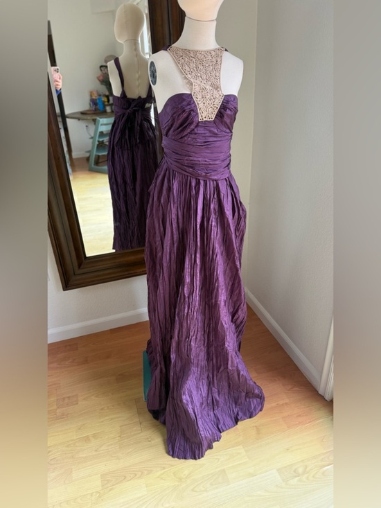 Hoss Intropia Dresses & Skirts - 100% Silk Ruched Plum Maxi Dress with Lace Yoke